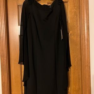 NWT Black Neoprene Dress with Cape